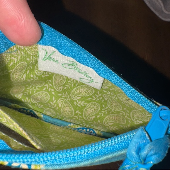 Vera Bradley Blue and Green Paisley Zip Pouch - Picture 1 of 3